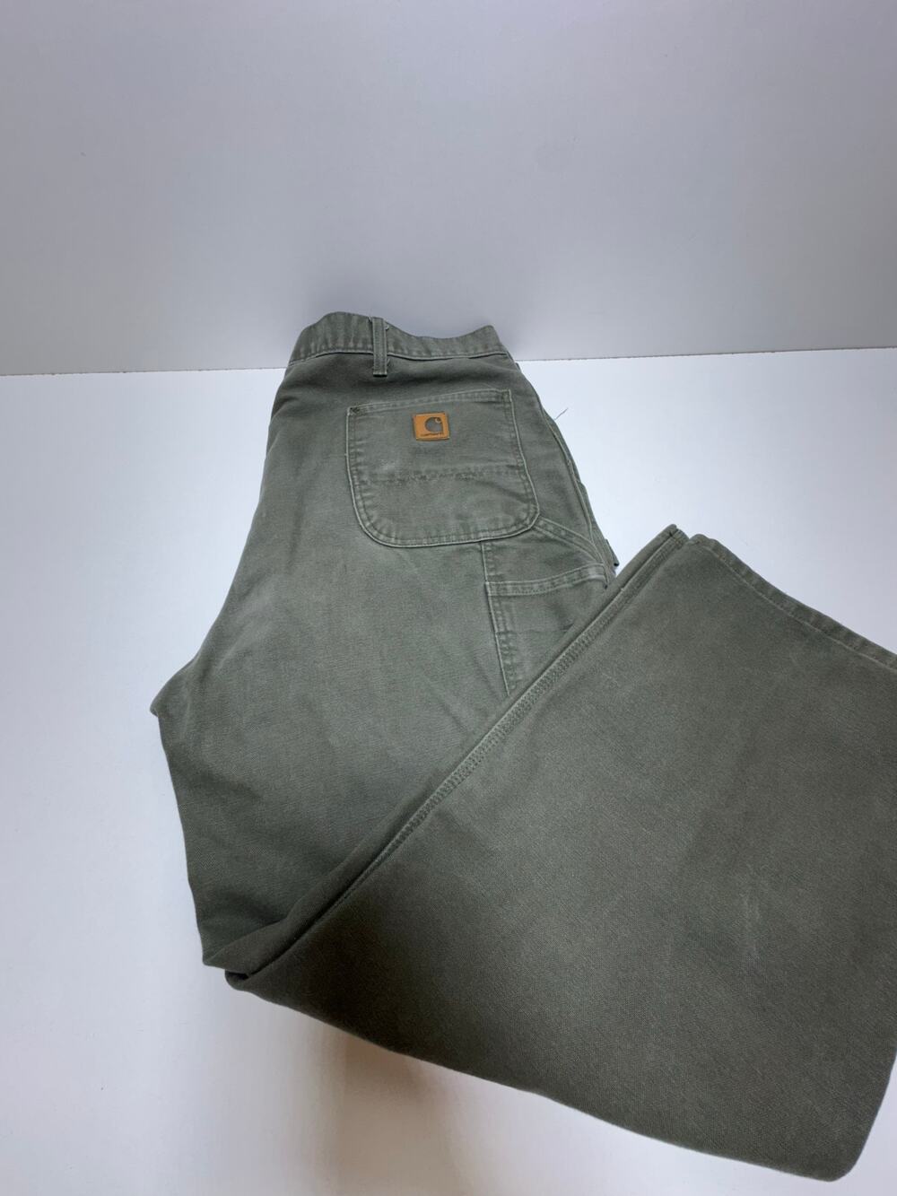 Carhartt Green Duck Canvas Pants Sz 42X30 Original Dungaree Fit Workwear B11